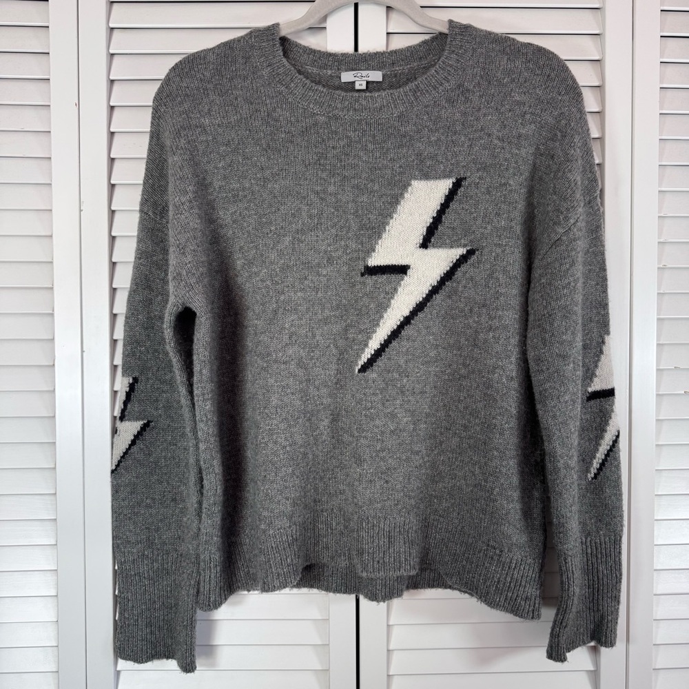 Rails Cashmere Soft Wool Blend Lightning Bolt Gra… - image 2